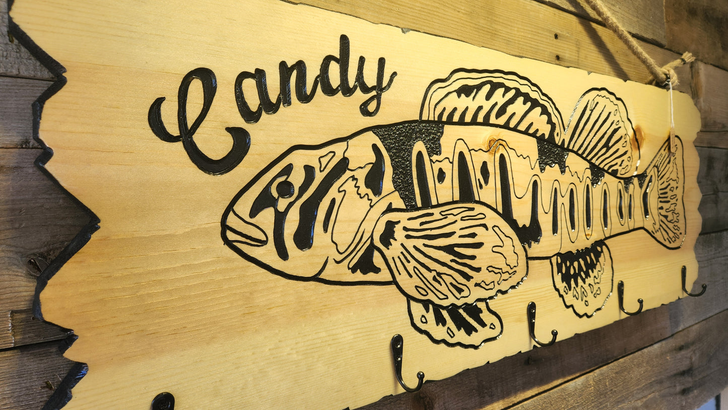 Carved Candy Darter Key & Hat Rack