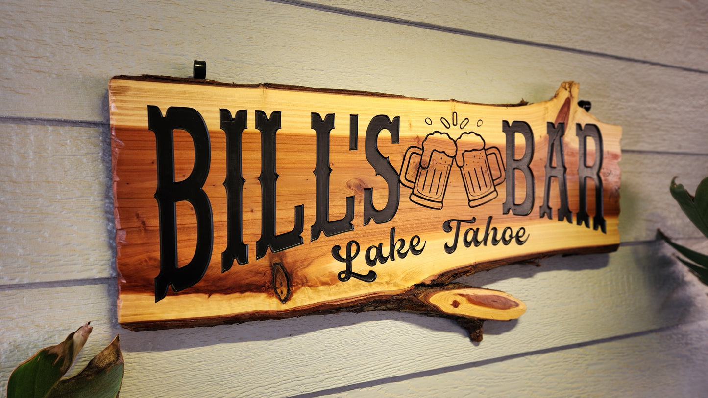 Personalizable Live Edge Bar Sign