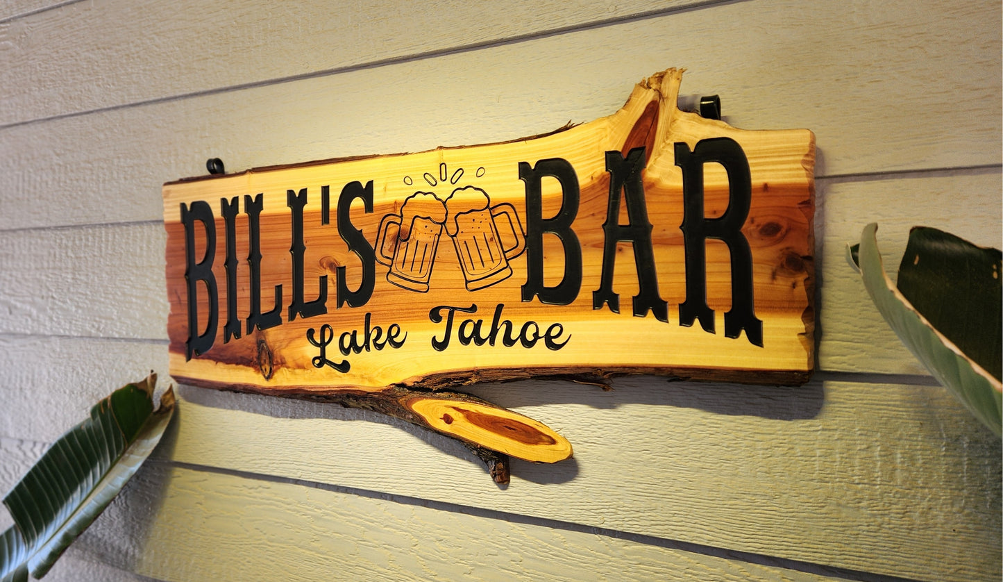 Personalizable Live Edge Bar Sign