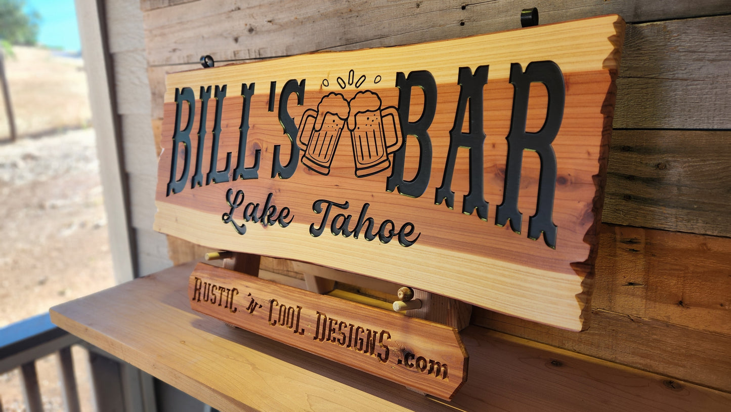 Personalizable Live Edge Bar Sign