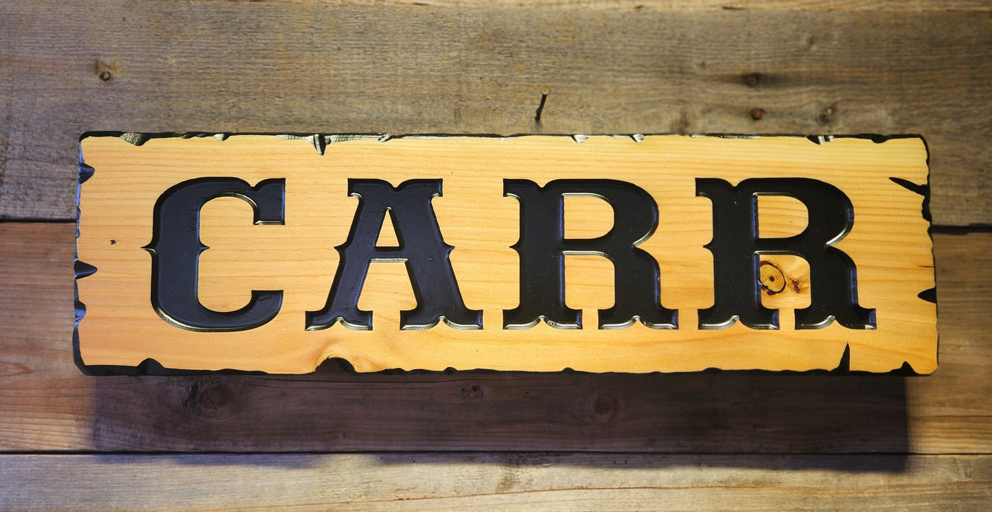 Personalizable Rustic Edge Family Cabin Sign