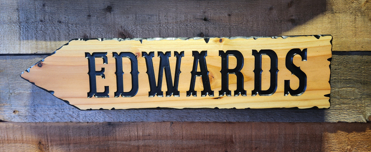 Personalizable Rustic Edge Family Cabin Sign