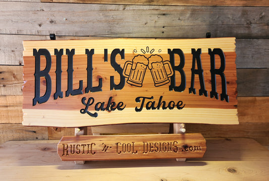 Personalizable Live Edge Bar Sign