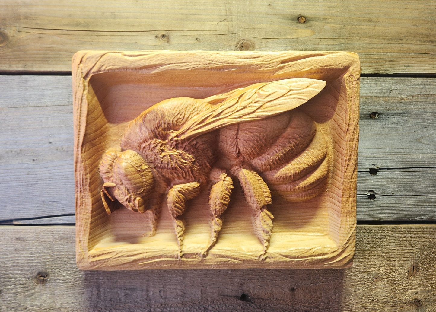 Bumblebee Deep Carve on Cedar