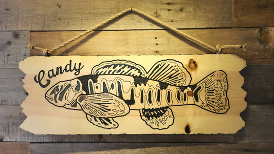 Rustic Carved Candy Darter Sign