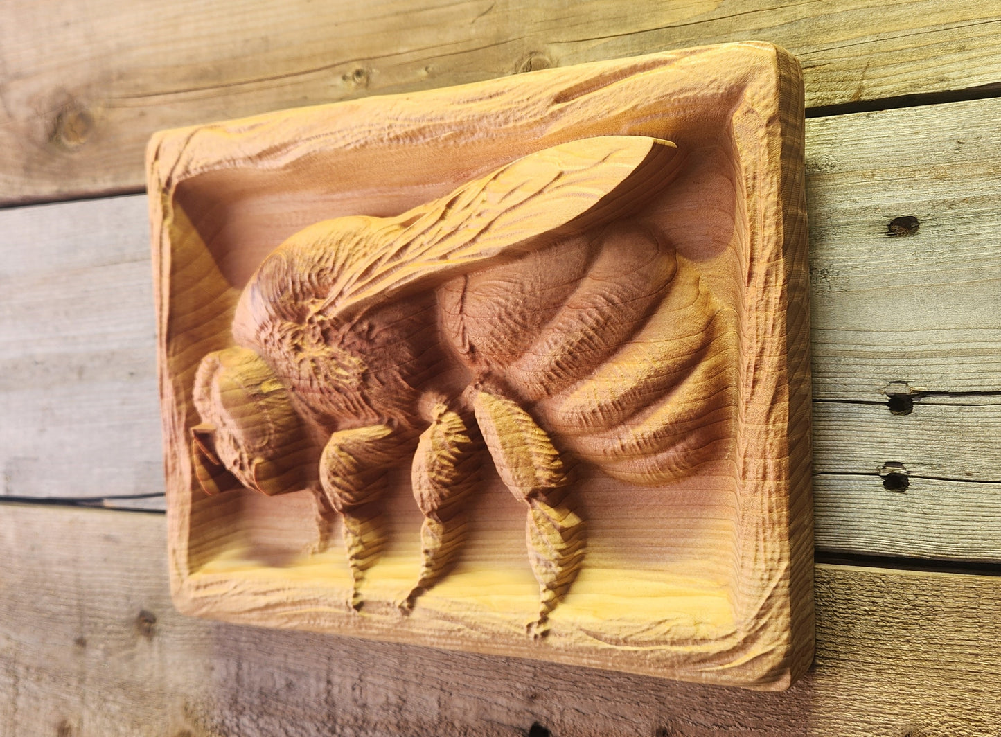 Bumblebee Deep Carve on Cedar