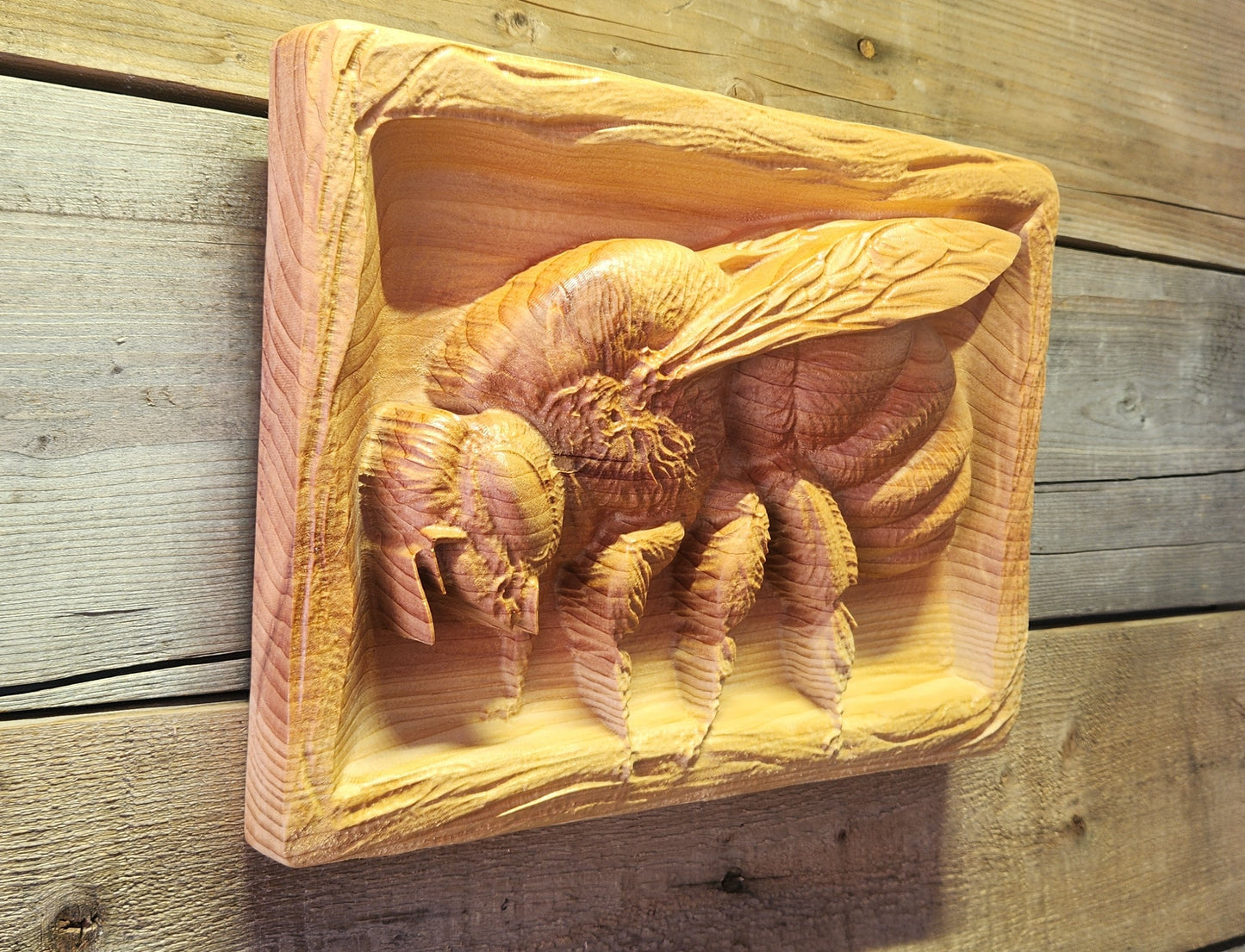 Bumblebee Deep Carve on Cedar