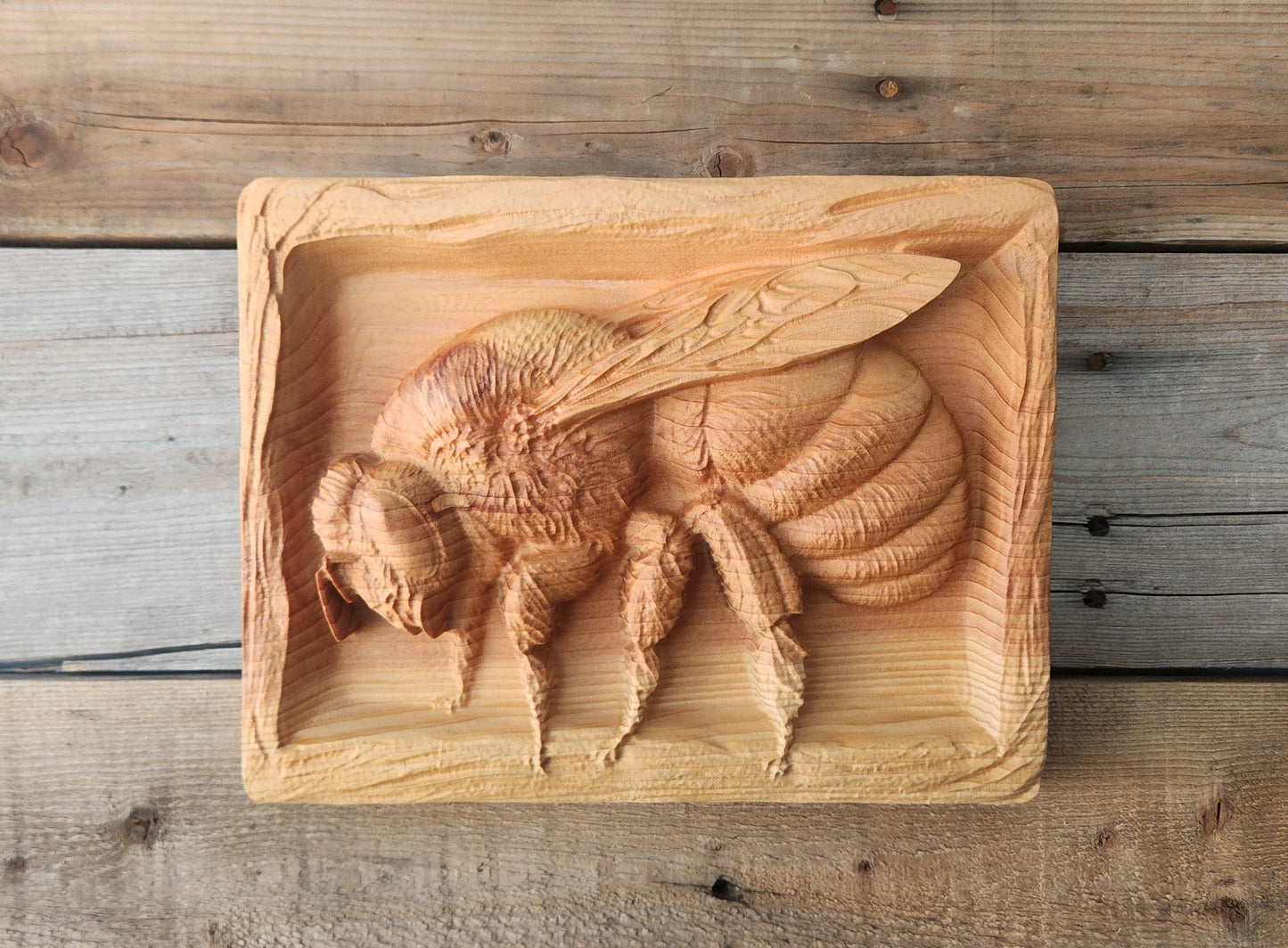 Bumblebee Deep Carve on Cedar